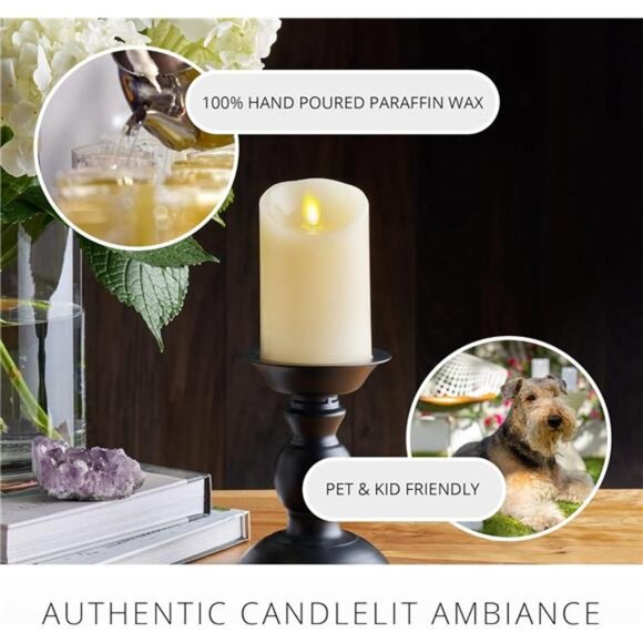 New Flameless LED Battery Operated Ivory Pillar Candle, Flickering - Picture 5 of 7